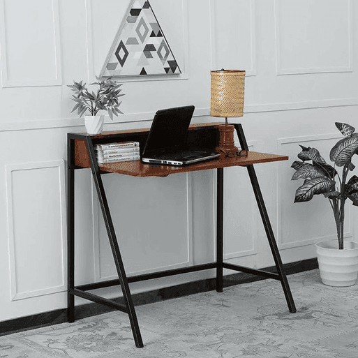 Buy Study Table - Honey Color Wood & Metal Side Study Table | Work Desk For Living Room & Office by The home dekor on IKIRU online store
