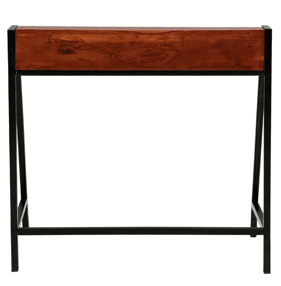 Buy Study Table - Honey Color Wood & Metal Side Study Table | Work Desk For Living Room & Office by The home dekor on IKIRU online store