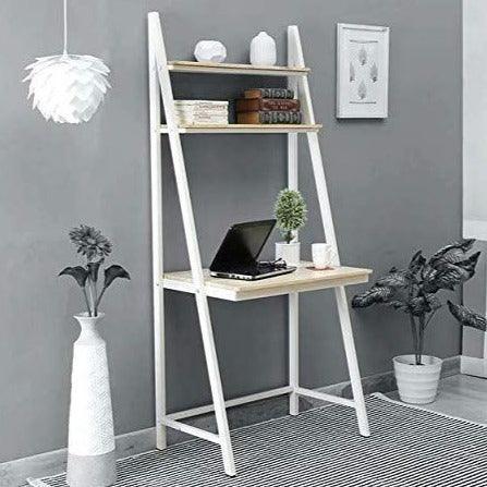 Buy Study Table - White Wood & Metal Study Table | Open Shelf Study Desk For Living Room by The home dekor on IKIRU online store