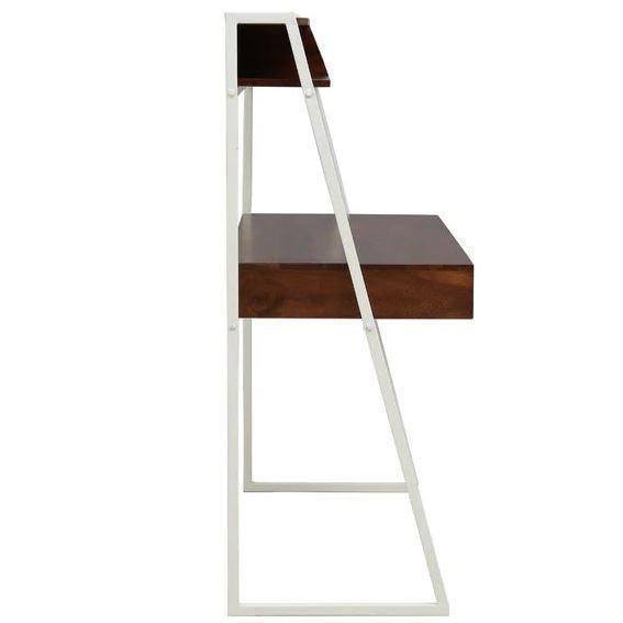 Buy Study Table - Wood & White Metal Double Layered Study Table For Home And Living Room by The home dekor on IKIRU online store