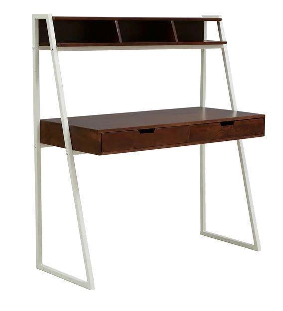 Buy Study Table - Wood & White Metal Double Layered Study Table | Side Study Table by The home dekor on IKIRU online store