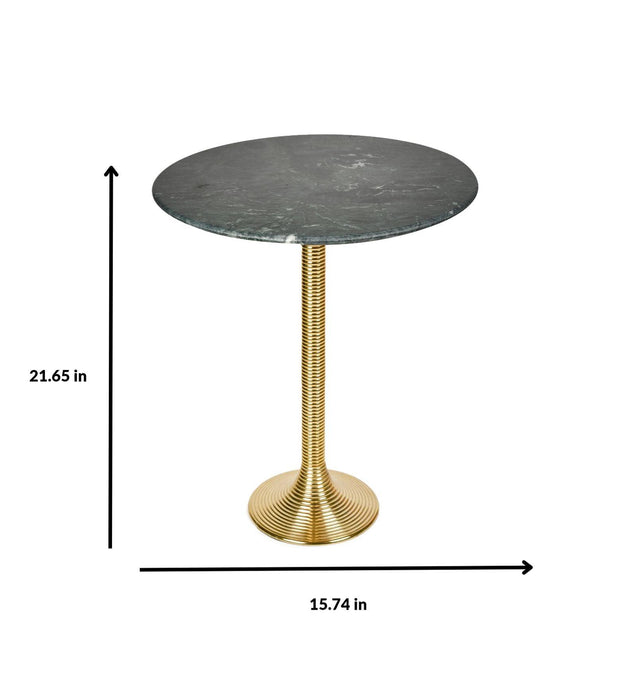 Buy Table - Granite Top Antique Brass Aluminium Round End Table | Side Table For Living Room and Bedroom by Manor House on IKIRU online store