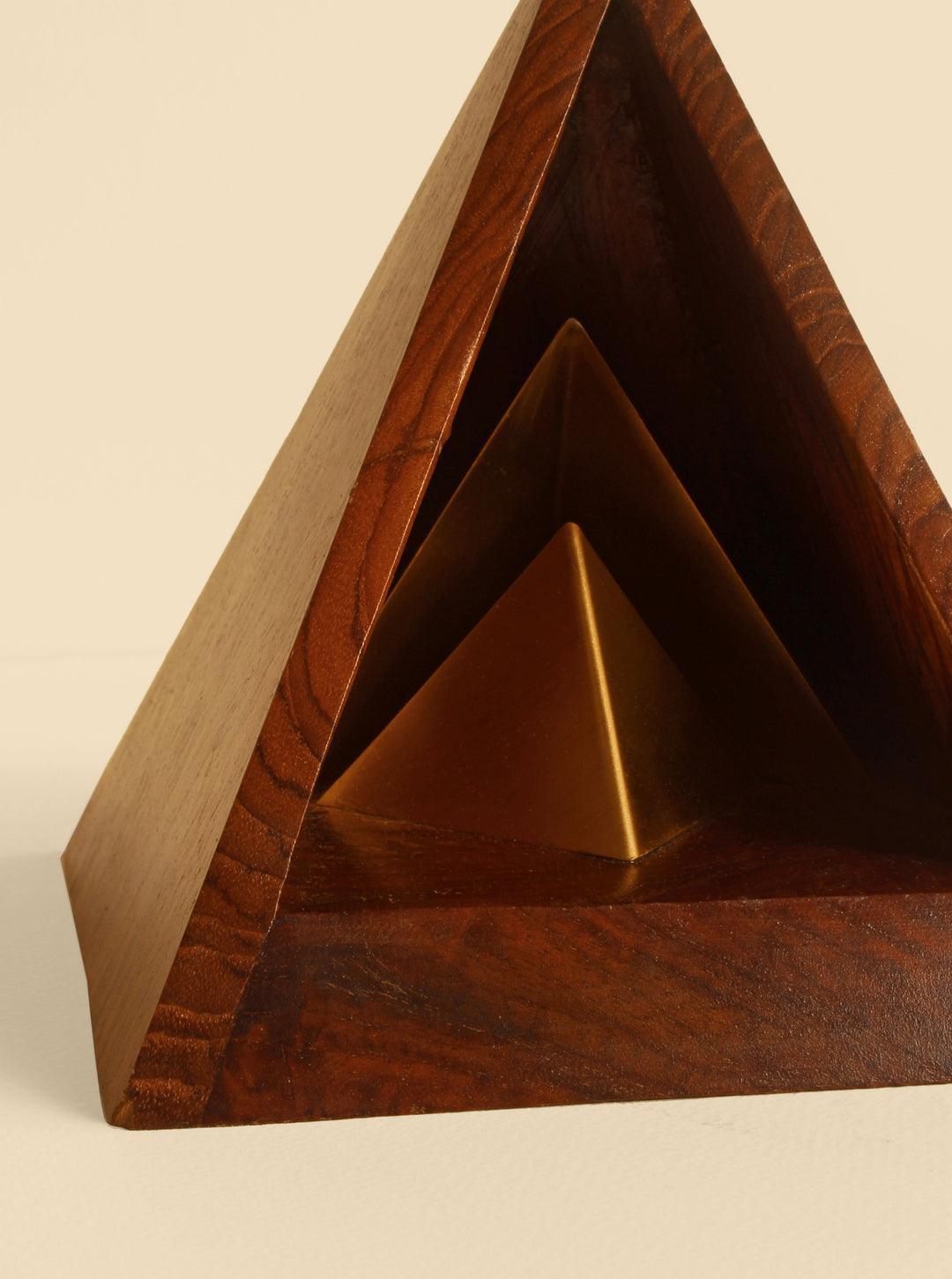 Buy Table lamp - 3D Pyramid Wooden Table Lamp For Living Room Bedroom Office and Home Decor by Studio Indigene on IKIRU online store