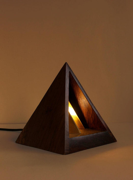 Buy Table lamp - 3D Pyramid Wooden Table Lamp For Living Room Bedroom Office and Home Decor by Studio Indigene on IKIRU online store