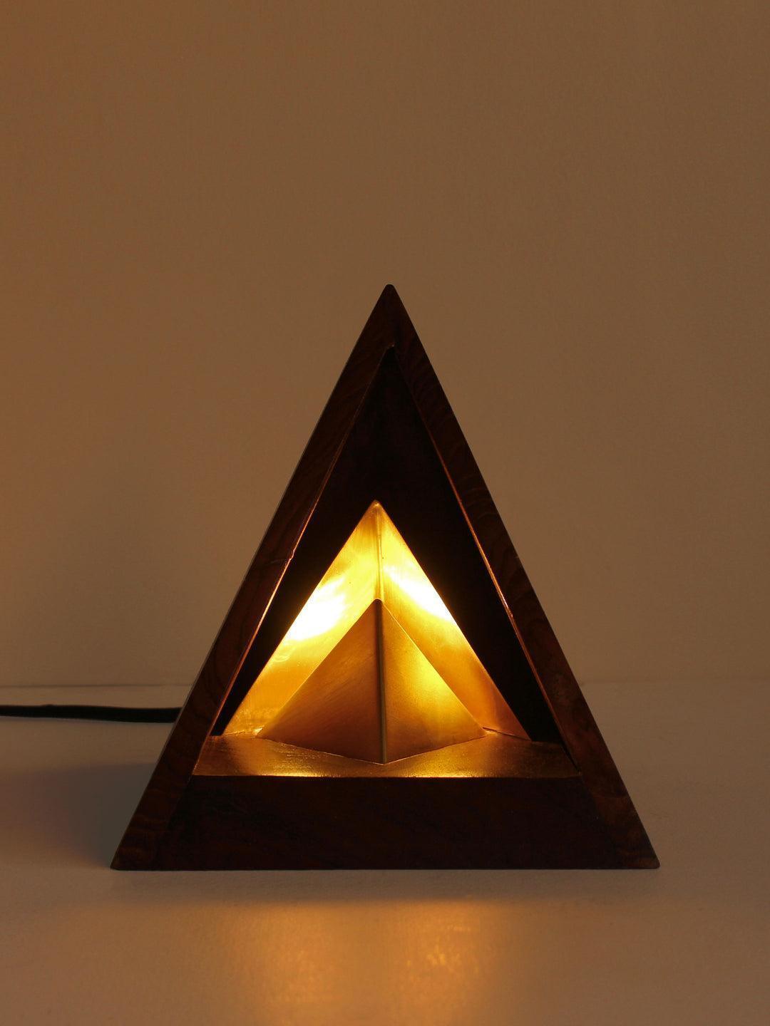 Buy Table lamp - 3D Pyramid Wooden Table Lamp For Living Room Bedroom Office and Home Decor by Studio Indigene on IKIRU online store