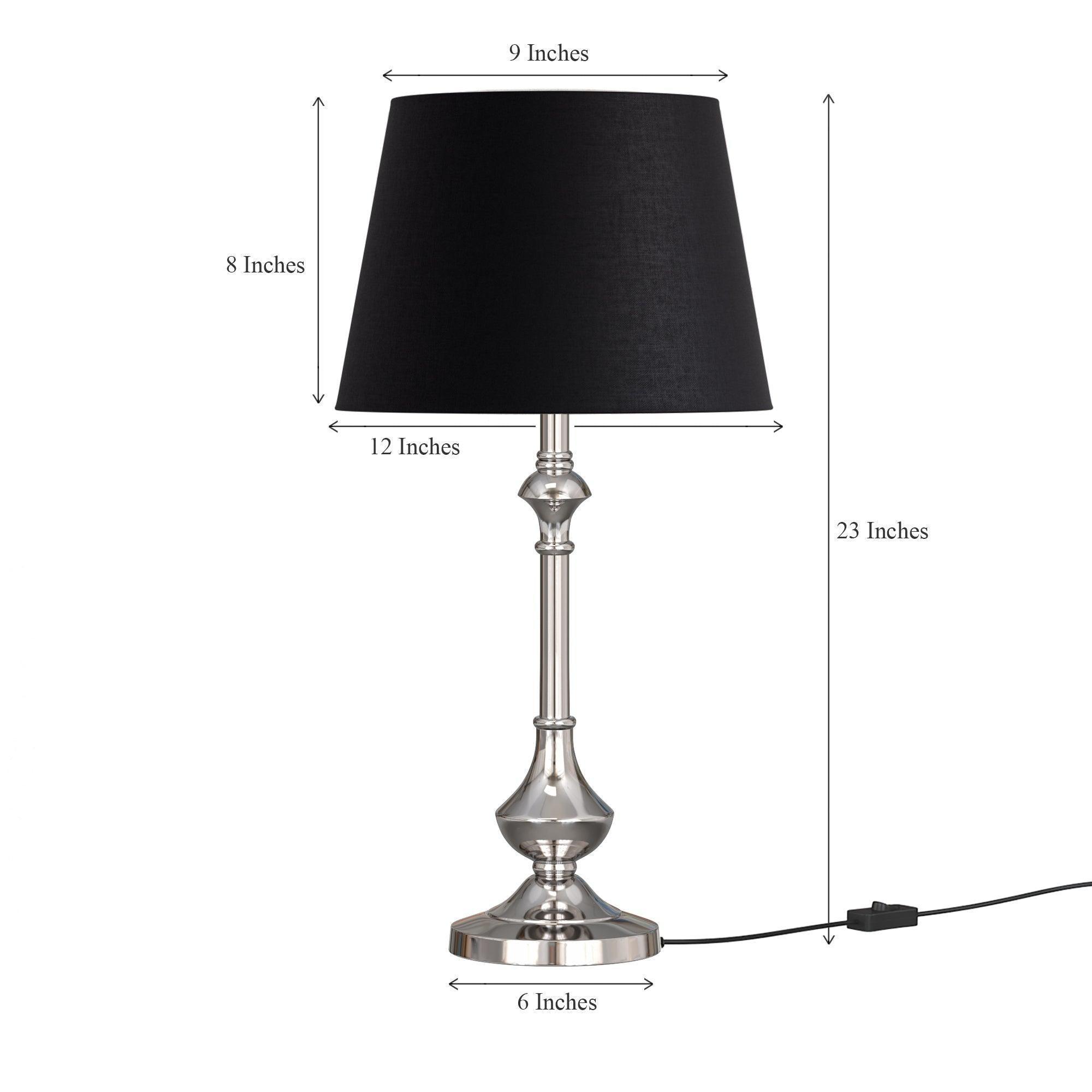 Buy Table lamp - Aluminum Sleek Silver Table Lamp with Black Lampshade | Night Table Lamp by KP Lamps Store on IKIRU online store
