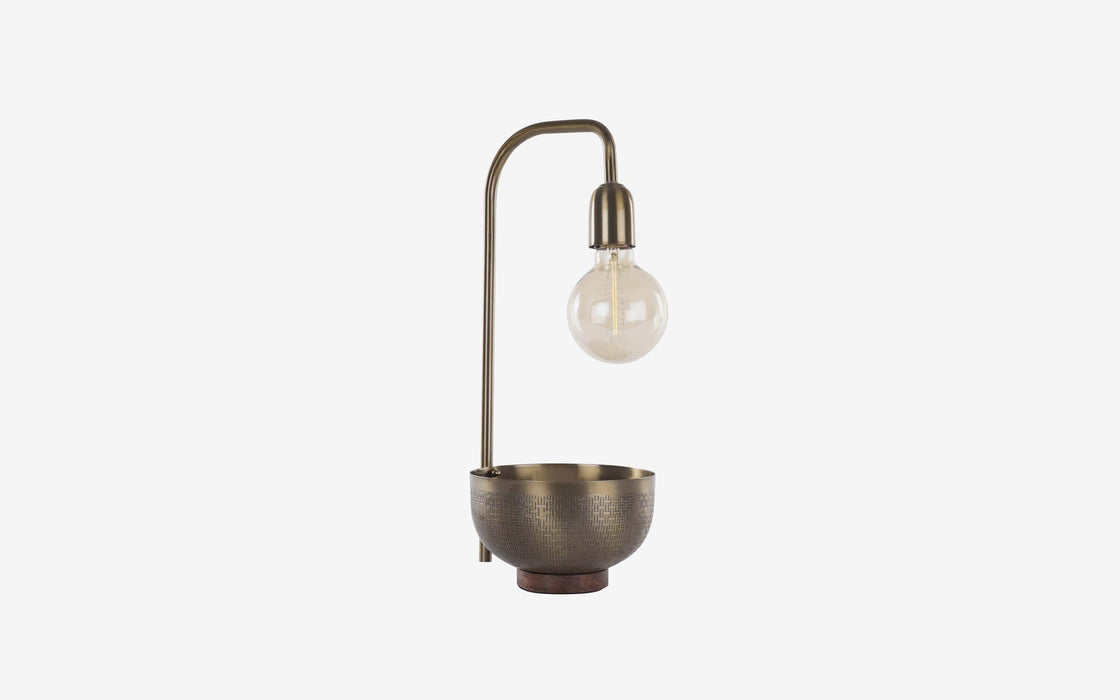 Buy Table lamp - Antique Table Lamp With Bowl | Metallic Round Curved Neck Light With Basket For Home by Orange Tree on IKIRU online store