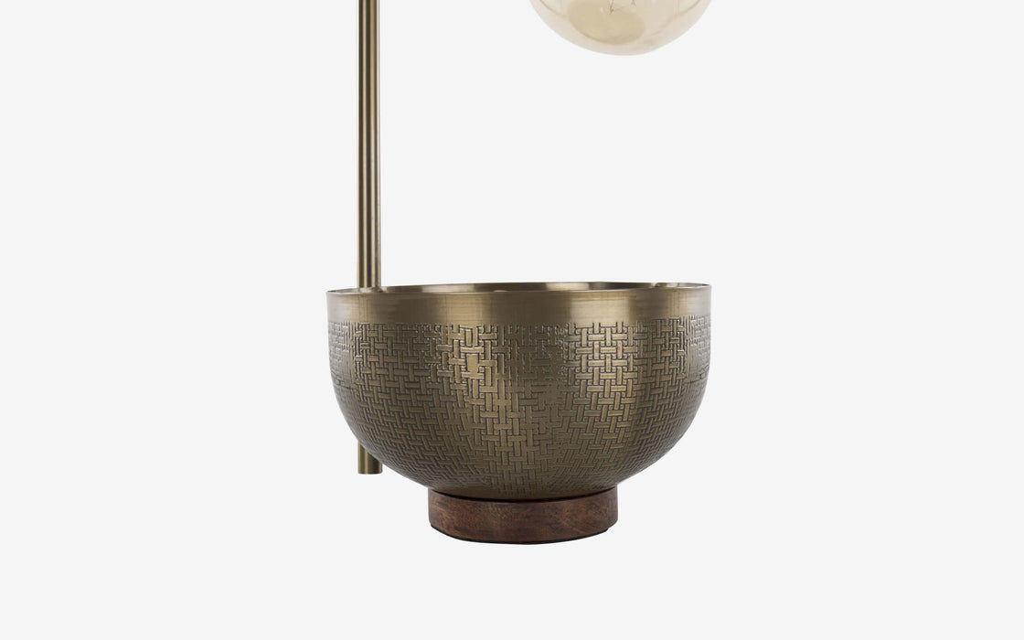 Buy Table lamp - Antique Table Lamp With Bowl | Metallic Round Curved Neck Light With Basket For Home by Orange Tree on IKIRU online store