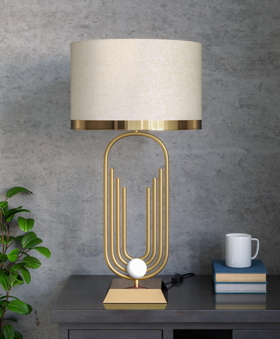 Buy Decorative Brass Gold Table Lamp with Drum Lampshade For Home ...