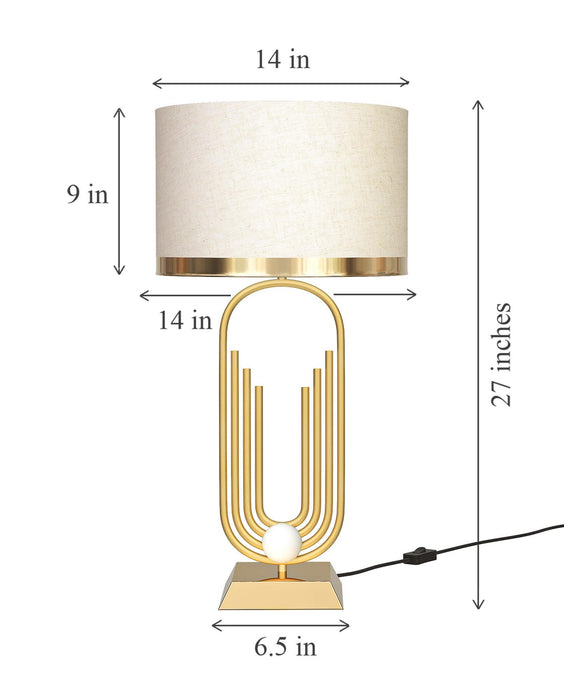 Buy Decorative Brass Gold Table Lamp with Drum Lampshade For Home ...