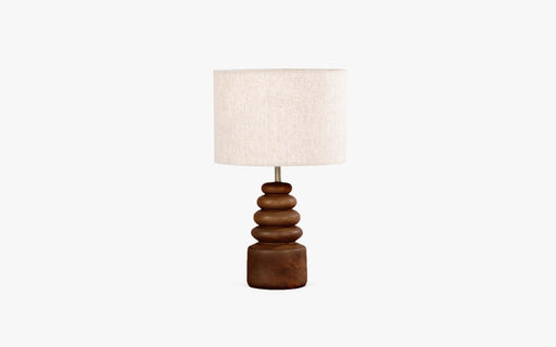 Buy Table lamp - Decorative Cotton Shade Table Lamp | Bud Wooden Finish Lamp Light For Side Table Or Home by Orange Tree on IKIRU online store