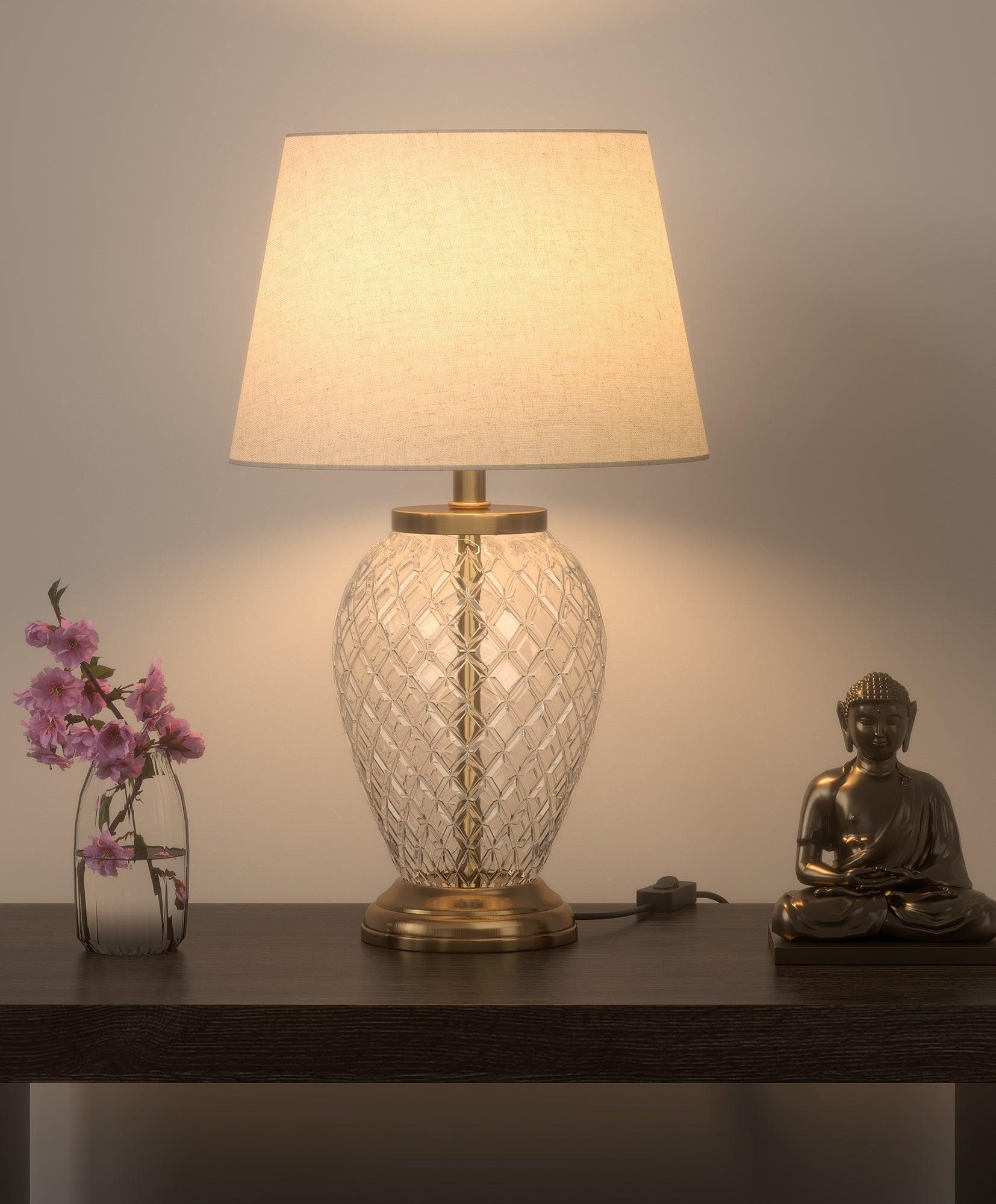 Buy Table lamp - Diamond Cut Glass Table Lamp for Living Room and Bedroom | Lamp Table by KP Lamps Store on IKIRU online store