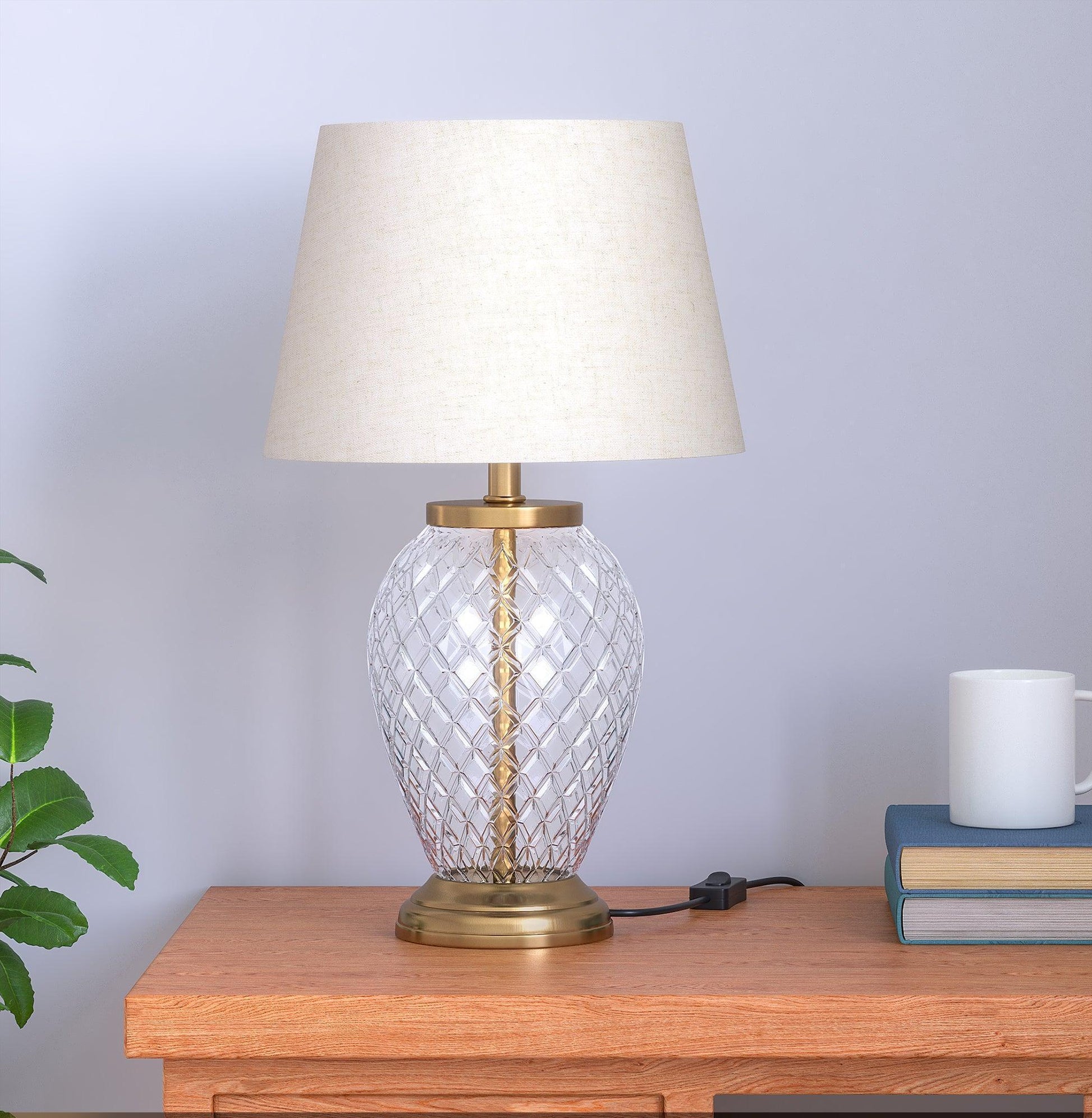 Buy Table lamp - Diamond Cut Glass Table Lamp for Living Room and Bedroom | Lamp Table by KP Lamps Store on IKIRU online store