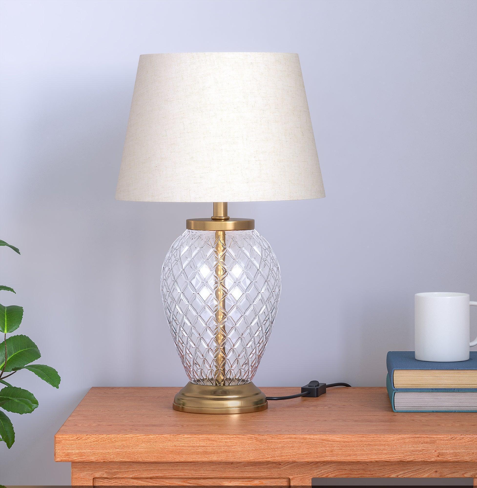 Buy Table lamp - Diamond Cut Glass Table Lamp for Living Room and Bedroom | Lamp Table by KP Lamps Store on IKIRU online store