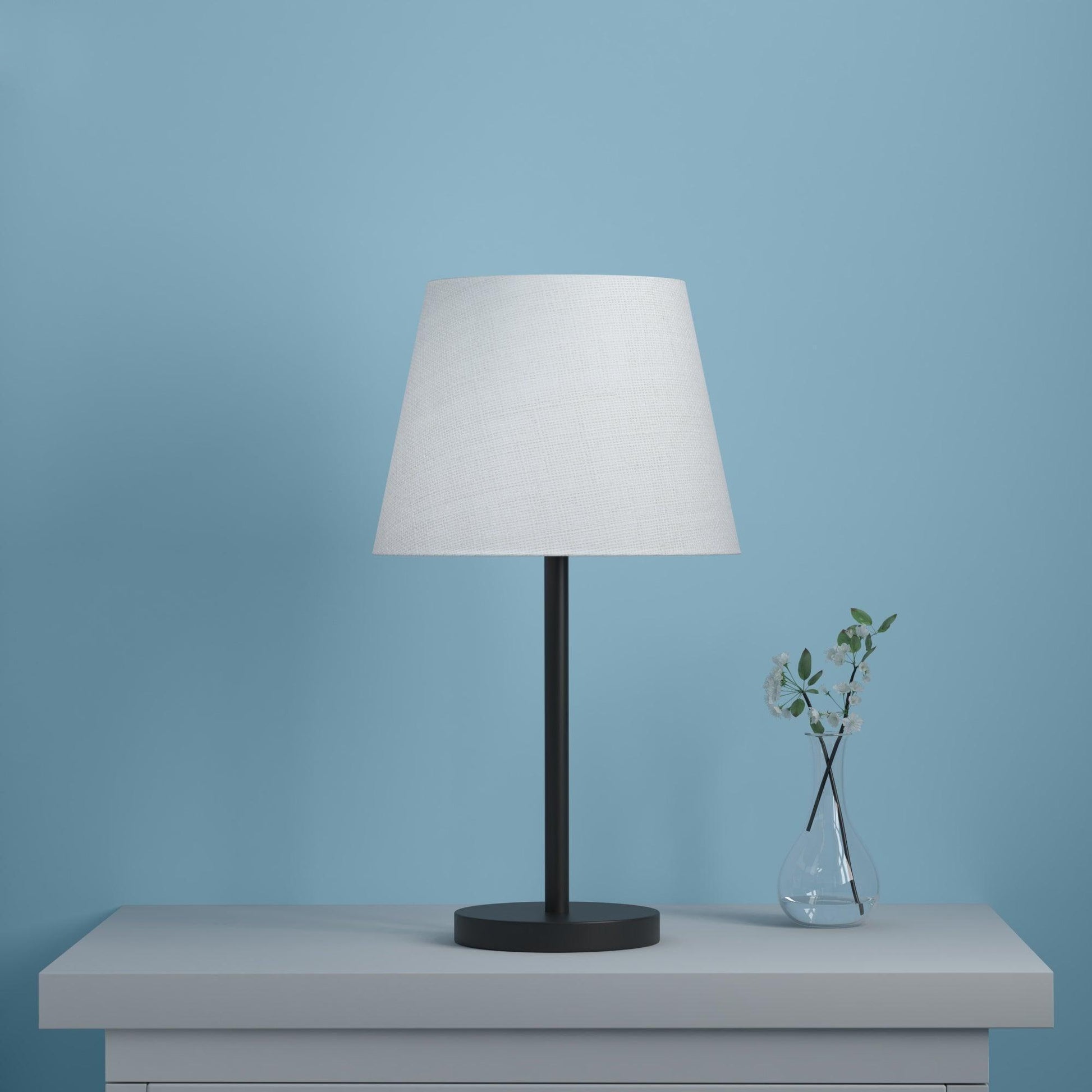 Buy Table lamp - Elegant Black Table Lamp With Off White Lampshade by KP Lamps Store on IKIRU online store