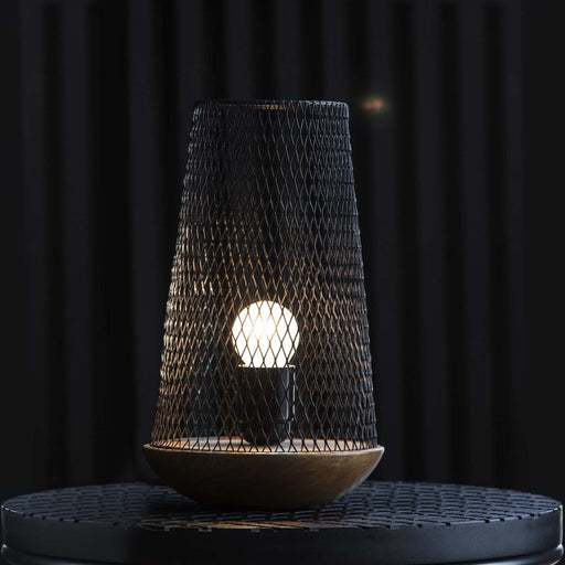 Buy Table lamp - Grace Iron and Wooden Table Lamp Light | Wire Mesh Black Desk Lamp For Home by Orange Tree on IKIRU online store