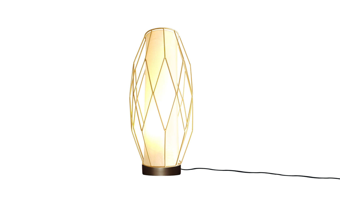 Buy Table lamp - Iron & Cotton Shade White Table Lamp | Geometric Gold Finish Light For Home Decor by Orange Tree on IKIRU online store