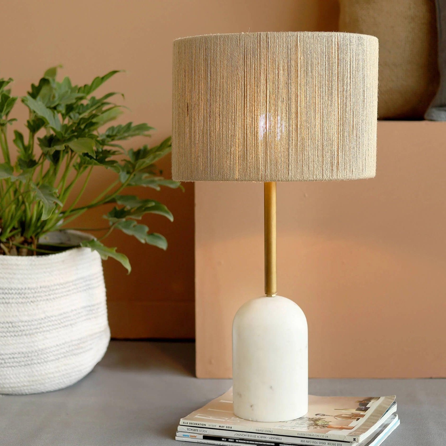 Buy Table lamp - Marble Finished Fiber Table Lamp Light For Bedroom Living Room & Study Room by Orange Tree on IKIRU online store