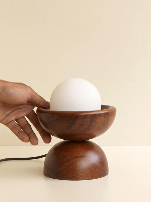 Buy Table lamp - Moon Table Lamp with Wooden Base For Home Decor by Studio Indigene on IKIRU online store