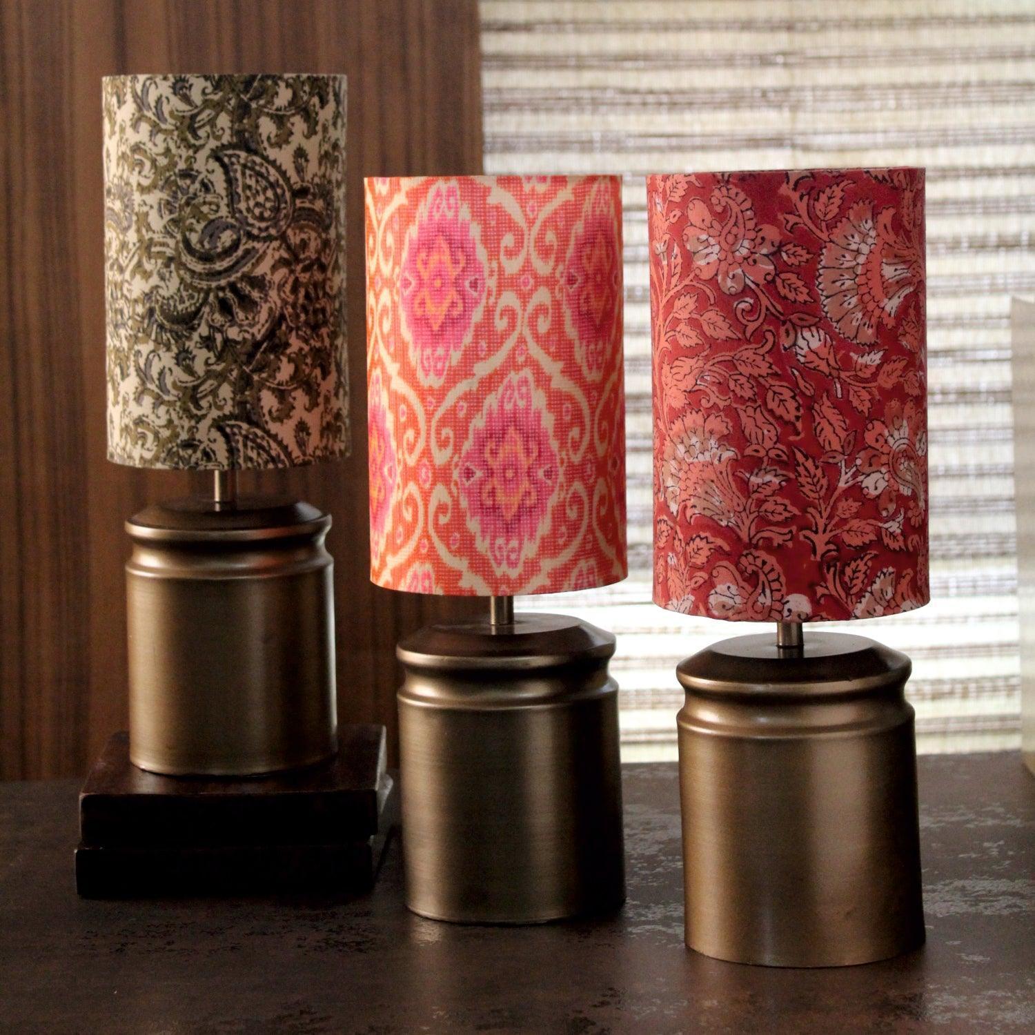 Buy Table lamp - Vande Metallic kaalmkari Printed Lampshade | Side Table Light For Living Room & Bedroom by Courtyard on IKIRU online store