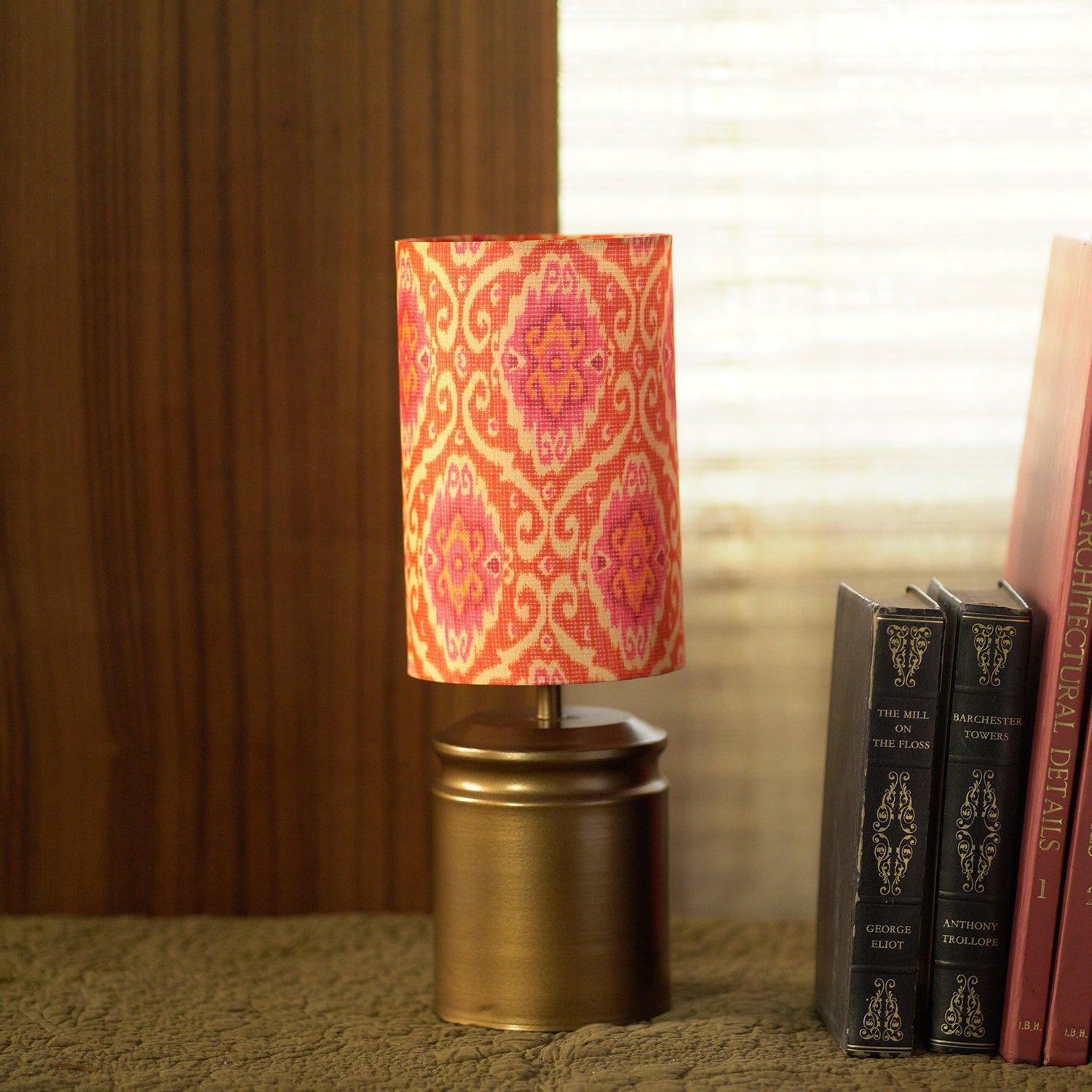 Buy Table lamp - Vande Metallic kaalmkari Printed Lampshade | Side Table Light For Living Room & Bedroom by Courtyard on IKIRU online store