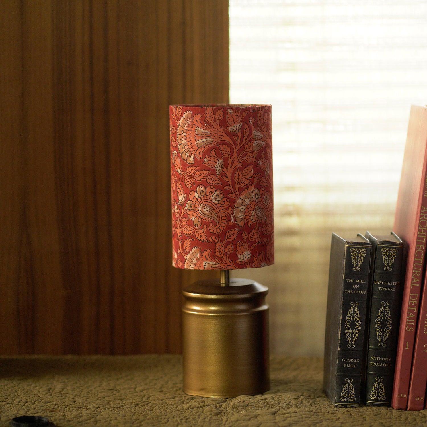 Buy Table lamp - Vande Metallic kaalmkari Printed Lampshade | Side Table Light For Living Room & Bedroom by Courtyard on IKIRU online store