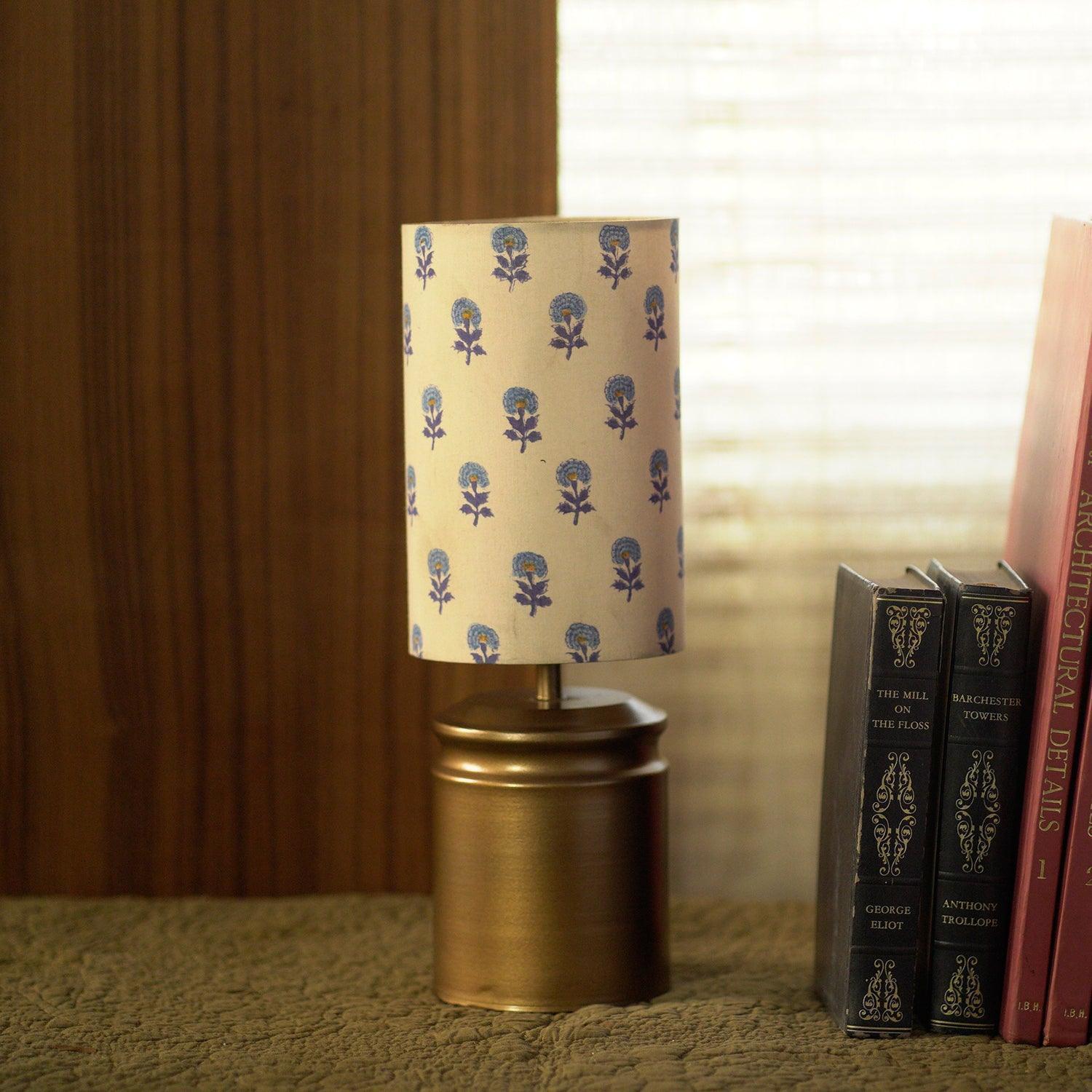 Buy Table lamp - Vande Sanganeri Blue & White Printed Lampshade | Side Table Light For Living Room & Bedroom by Courtyard on IKIRU online store