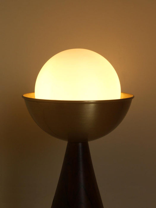 Buy Table lamp - Wood and Brass Table Lamp | Decorative Side Table Lamp With Spherical Bulb by Studio Indigene on IKIRU online store