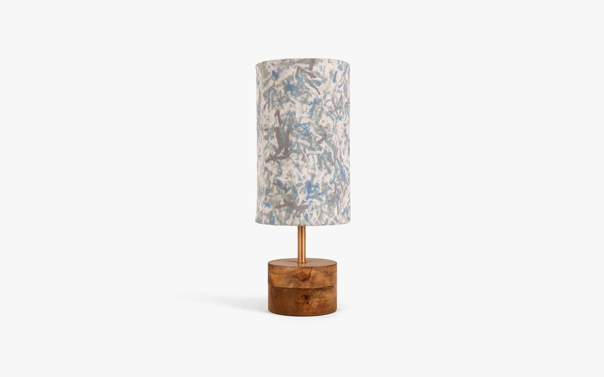 Buy Table lamp - Wooden Base & Blue Fabric Table Lamp Light For Bedside Table Sideboards Or Office by Orange Tree on IKIRU online store