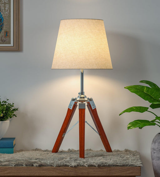 Buy Table lamp - Wooden Tripod Table Lamp, Brown by KP Lamps Store on IKIRU online store