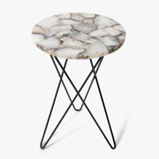 Buy Table - Minimalistic Round Accent Table | Side Table Agate Top For Home by Casa decor on IKIRU online store