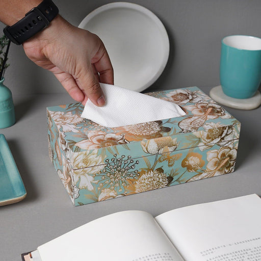 Buy Tissue Holder - Decorative Blue Floral Tissue Paper Holder Box For Table by Casa decor on IKIRU online store