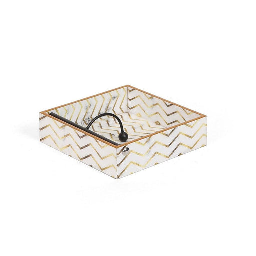 Buy Tissue Holder - Wooden Napkin Holder | Tissue Paper Stand- White and Golden Color by Home4U on IKIRU online store