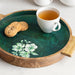 Buy Tray - Floral Printed Wooden Round Serving Tray Green by Houmn on IKIRU online store