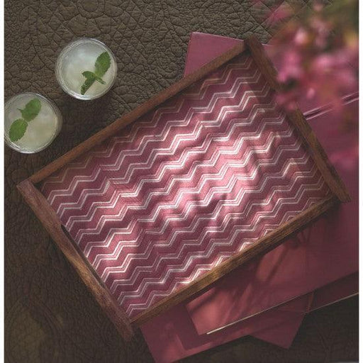 Buy Tray - Sahul Wood & Fabric Printed Serving Tray Large For Dining Table & Home by Courtyard on IKIRU online store