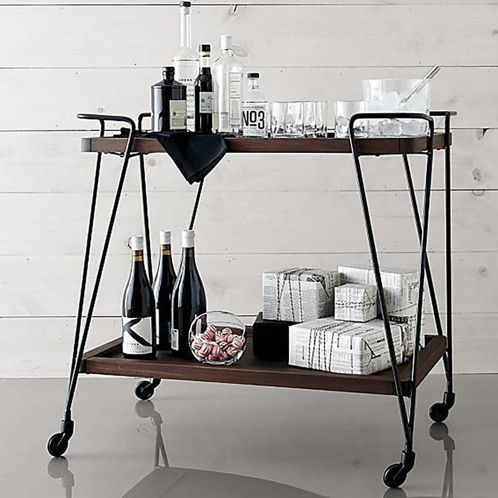 Buy Trolley - Wood & Metal Bar Serving Trolley With Wheels For Home Bar And Living Room by The home dekor on IKIRU online store