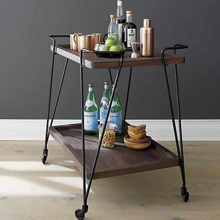 Buy Trolley - Wood & Metal Bar Serving Trolley With Wheels For Home Bar And Living Room by The home dekor on IKIRU online store