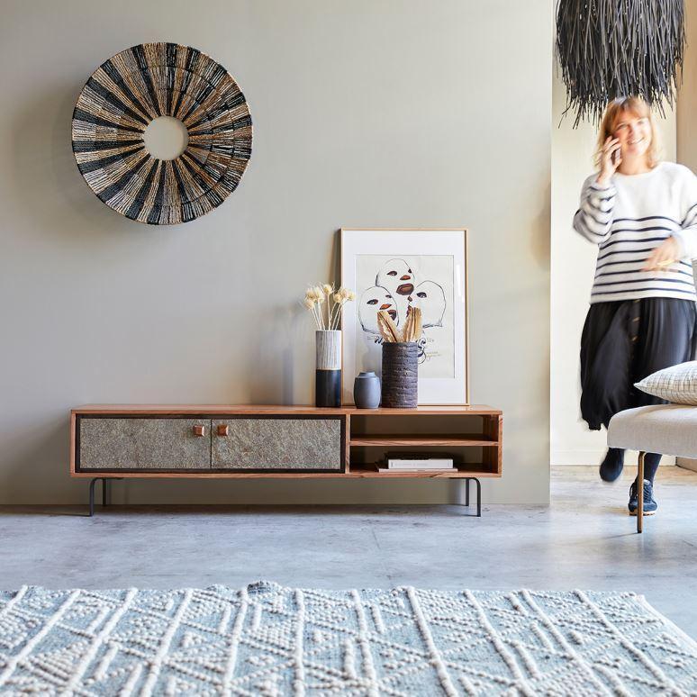 Buy TV Unit - Jarrah Acacia Wood TV Cabinet | TV Wall Unit For Living Room by The home dekor on IKIRU online store