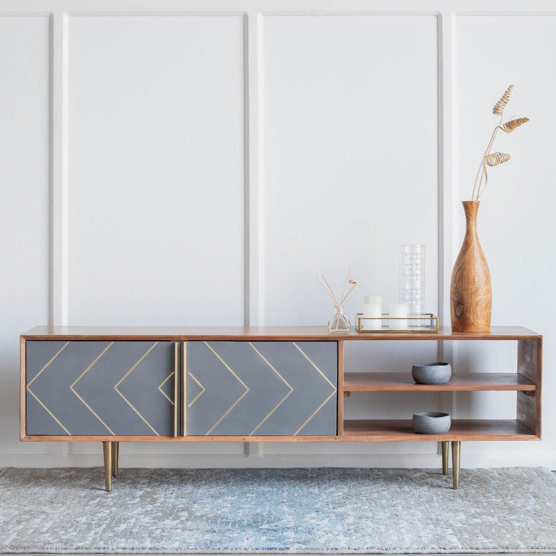 Buy TV Unit - Toshi Solid Acacia Wood TV Console | Tv Stand Cabinet Media Unit For Living Room by Orange Tree on IKIRU online store