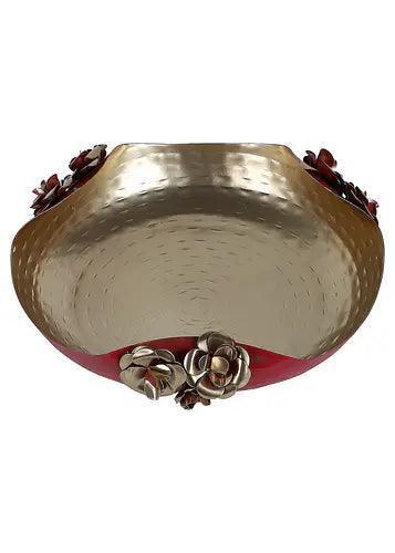 Buy Urli Bowl - Decorative Red & Gold Hammered Rose Urli Set Of 2| Unique Bowl For Decor by Amaya Decors on IKIRU online store