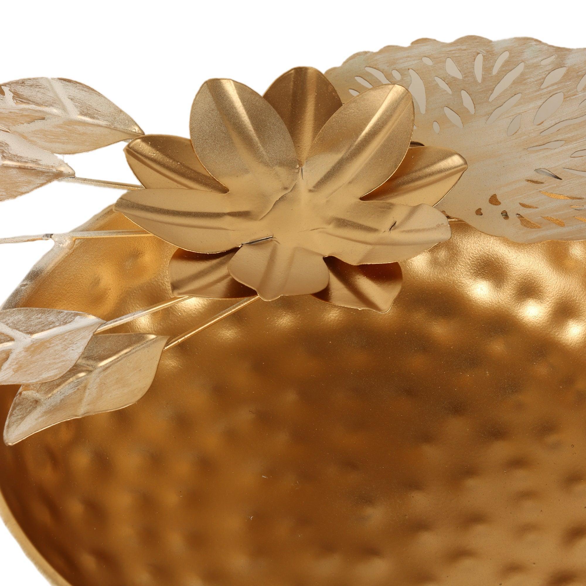Buy Urli Bowl - Elegant Gold Flower Urli Set Of 3 | Decorative Traditional Bowl For Home by Amaya Decors on IKIRU online store
