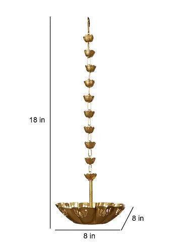 Buy Urli Bowl - Golden Hanging Lotus Cut Diya Urli Set Of 2 For Pooja Room & Decor by Amaya Decors on IKIRU online store