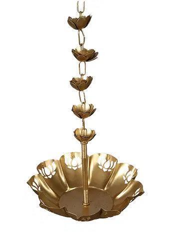 Buy Urli Bowl - Golden Hanging Lotus Cut Diya Urli Set Of 2 For Pooja Room & Decor by Amaya Decors on IKIRU online store
