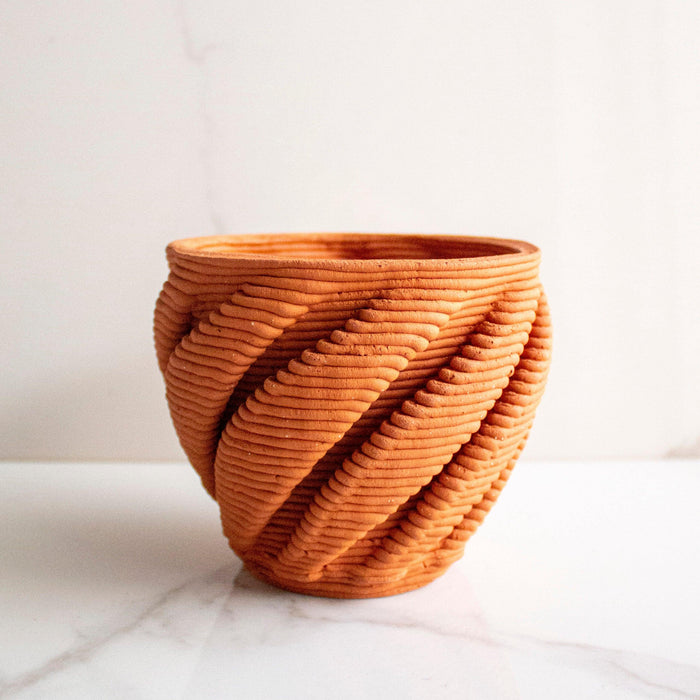 Buy Vase - Brown & Twisted Terracotta Decorative Vase | Flower Pot For Home & Table Decor by Byora Homes on IKIRU online store