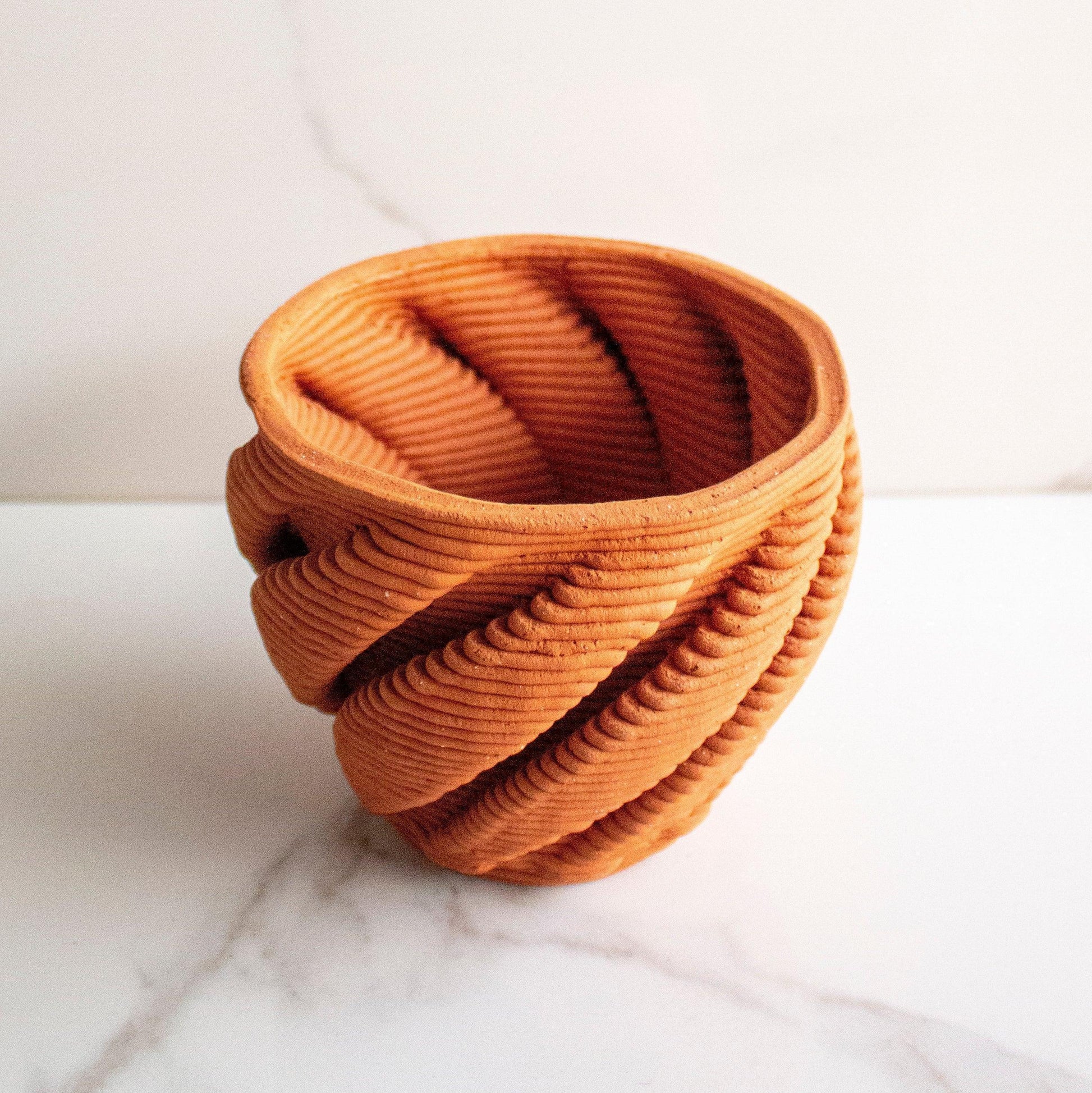 Buy Vase - Brown & Twisted Terracotta Decorative Vase | Flower Pot For Home & Table Decor by Byora Homes on IKIRU online store