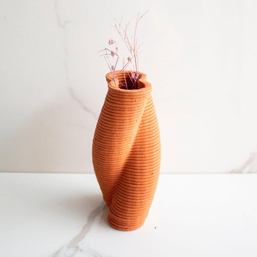 Buy Vase - Brown & Twisted Terracotta Flower Pot | Decorative Vase for Tabletop & Home Decor by Byora Homes on IKIRU online store
