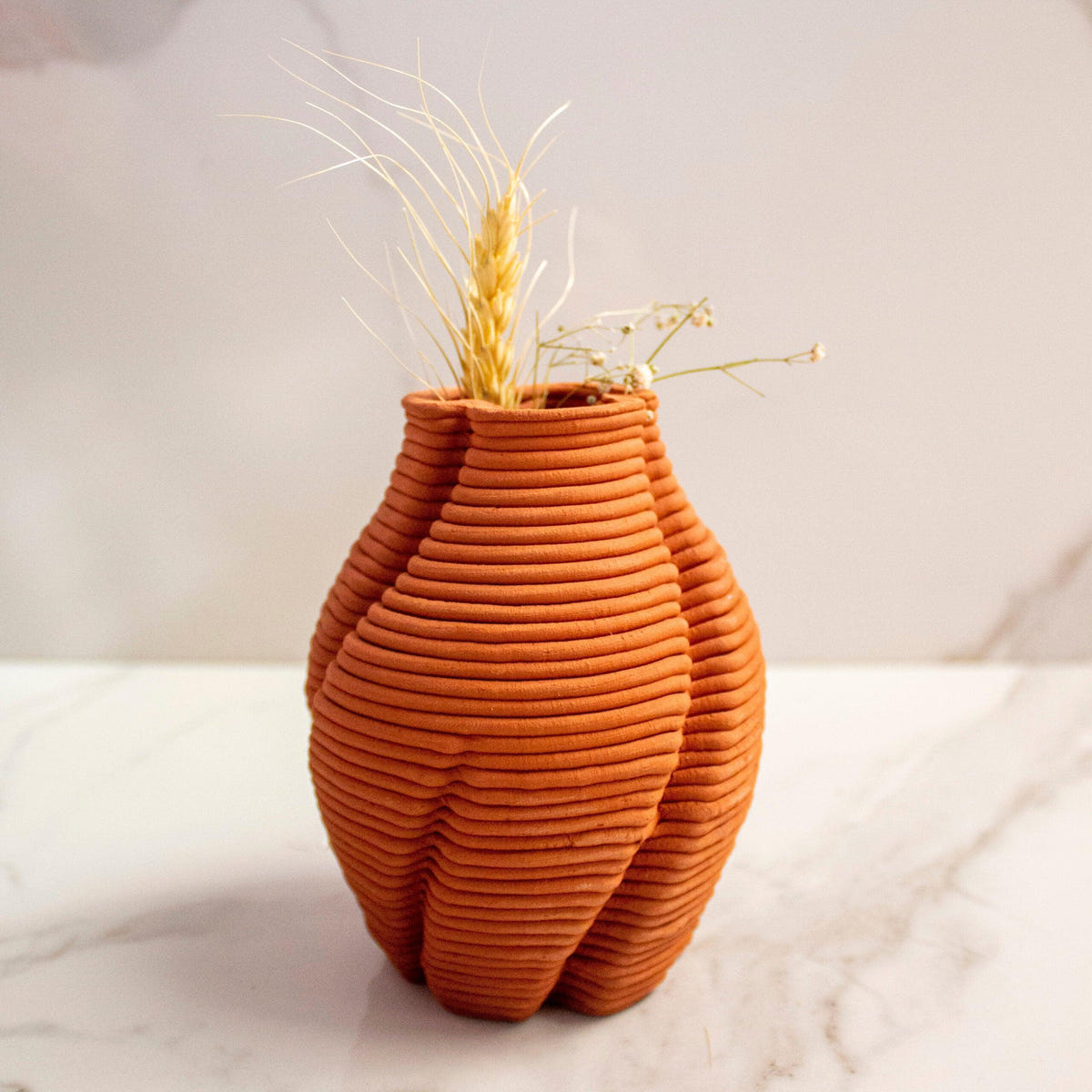 Buy Vase - Brown and Twisted Terracotta Plant Vase | Decorative Flower Pot For Home & Table Decor by Byora Homes on IKIRU online store