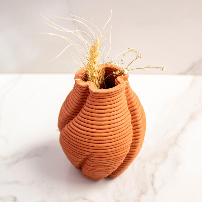 Buy Vase - Brown and Twisted Terracotta Plant Vase | Decorative Flower Pot For Home & Table Decor by Byora Homes on IKIRU online store
