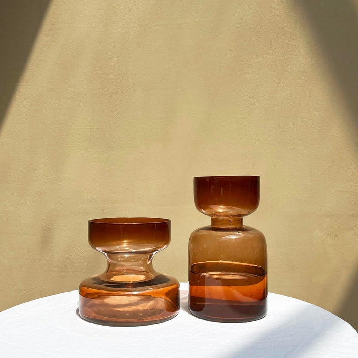 Buy Vase - Brown Glass Decorative Flower Vase Set of 2 by Muun Home on IKIRU online store
