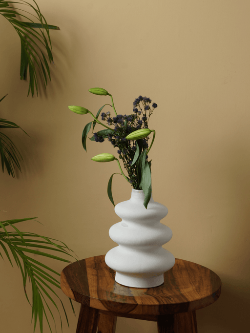 Buy Vase - Designer Flower Vase For Corner and Table Decor, White Color by Purezento on IKIRU online store